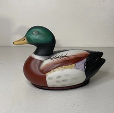Vintage Jasco Hand Painted Mallard Duck Ceramic Decorative Lint Brush Remover