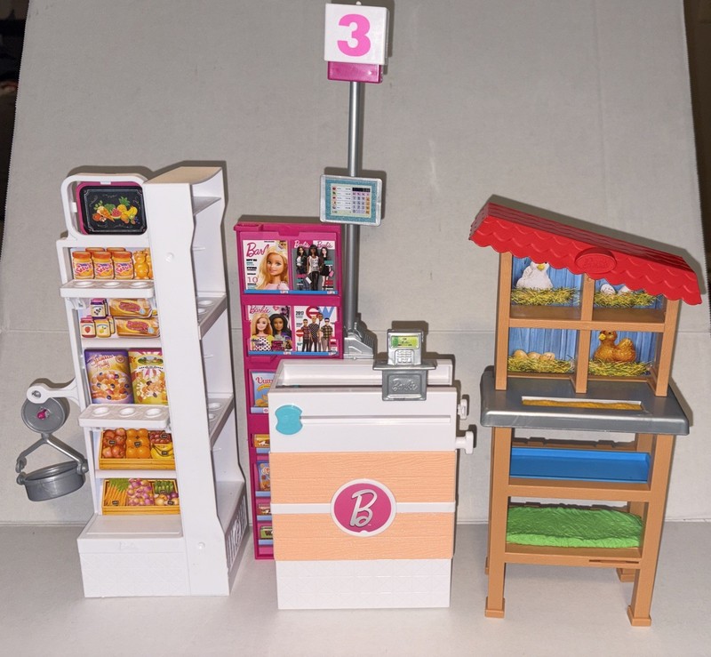 Barbie supermarket Playset Grocery Store Shopping Scale Farmers Market
