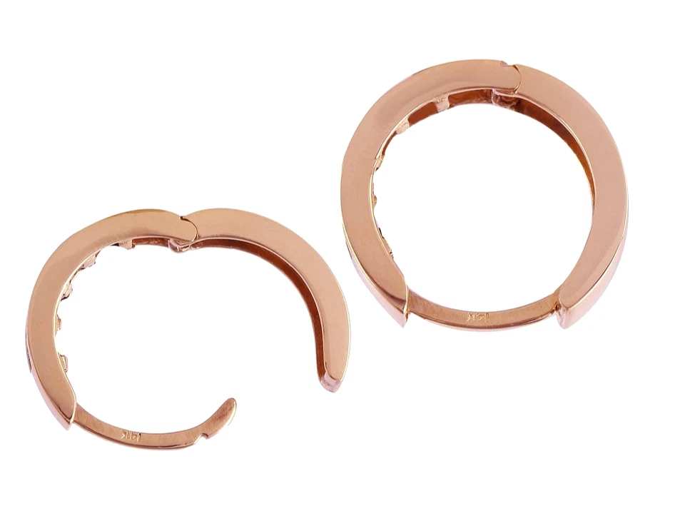 Solid 10k Rose Gold Leverback Huggie Hoop Earrings 1.10 Carats Natural Peridot - Image 3 of 4