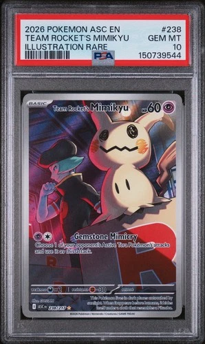 2026 POKEMON ASCENDED HEROES ILLUSTRATION RARE #238 TEAM ROCKET'S MIMIKYU PSA 10