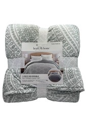 Ienjoy Gray Heart Home Reversible Patterned Full/Queen Size Quilt 3-Piece Set