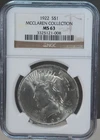 1922 Peace Silver Dollar NGC MS-63