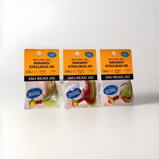 3 Pack - Beau Mac Marabou Jig, 1/4 oz, 1/0 Lure - Chartreuse & Flamenc SMJ-11