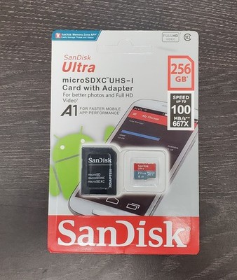 SanDisk 256GB Ultra MicroSDXC UHS-I Memory Card + Micro SD Card Adapter 100MB