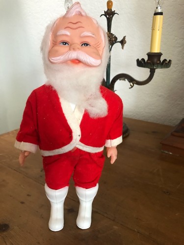 Figura de muñeca Papá Noel de pie de 11" de colección cara de goma fieltro conjunto años 50 - Imagen 8 de 8