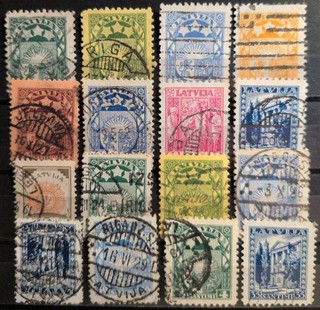 Colección de sellos antiguos de Letonia matasellados 4