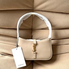 Saint Laurent YSL Mini Le 5 A 7 Bag in Beige Smooth Leather Gold Hardware