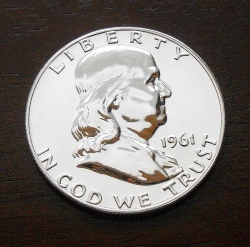 1961 Proof Benjamin Franklin Half Dollar,  90% Silver Coin