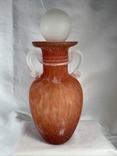 VTG Murano Orange Italian Mottled Glass Vase  10" Tall