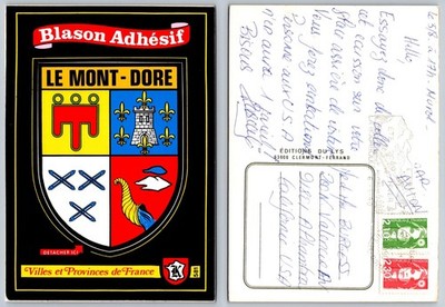 Le Mont-Dore Blason Adhésif Postcard 1990 Editions du Lys France