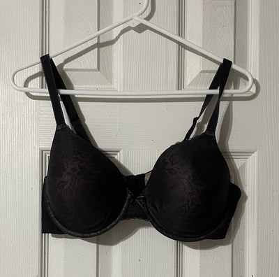 Maidenform Bra 40C Comfort Devotion Underwire Black Floral Lace Overlay
