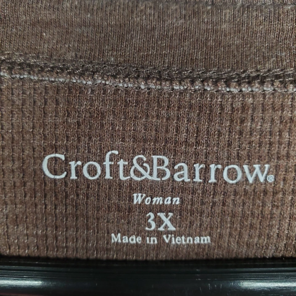 Top térmico bordado para mujer 3XL marrón chocolate Henley tejido gofre boho Foto 4 de 4