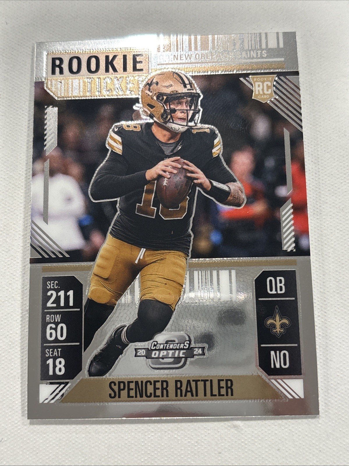 2024 Contenders Optic Spencer Rattler Rookie Ticket RC Rookie #95 Saints PWE