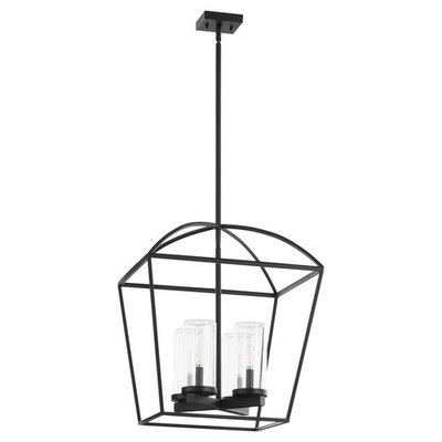 Matte Black Four Light Pendant from the Odeon Collection