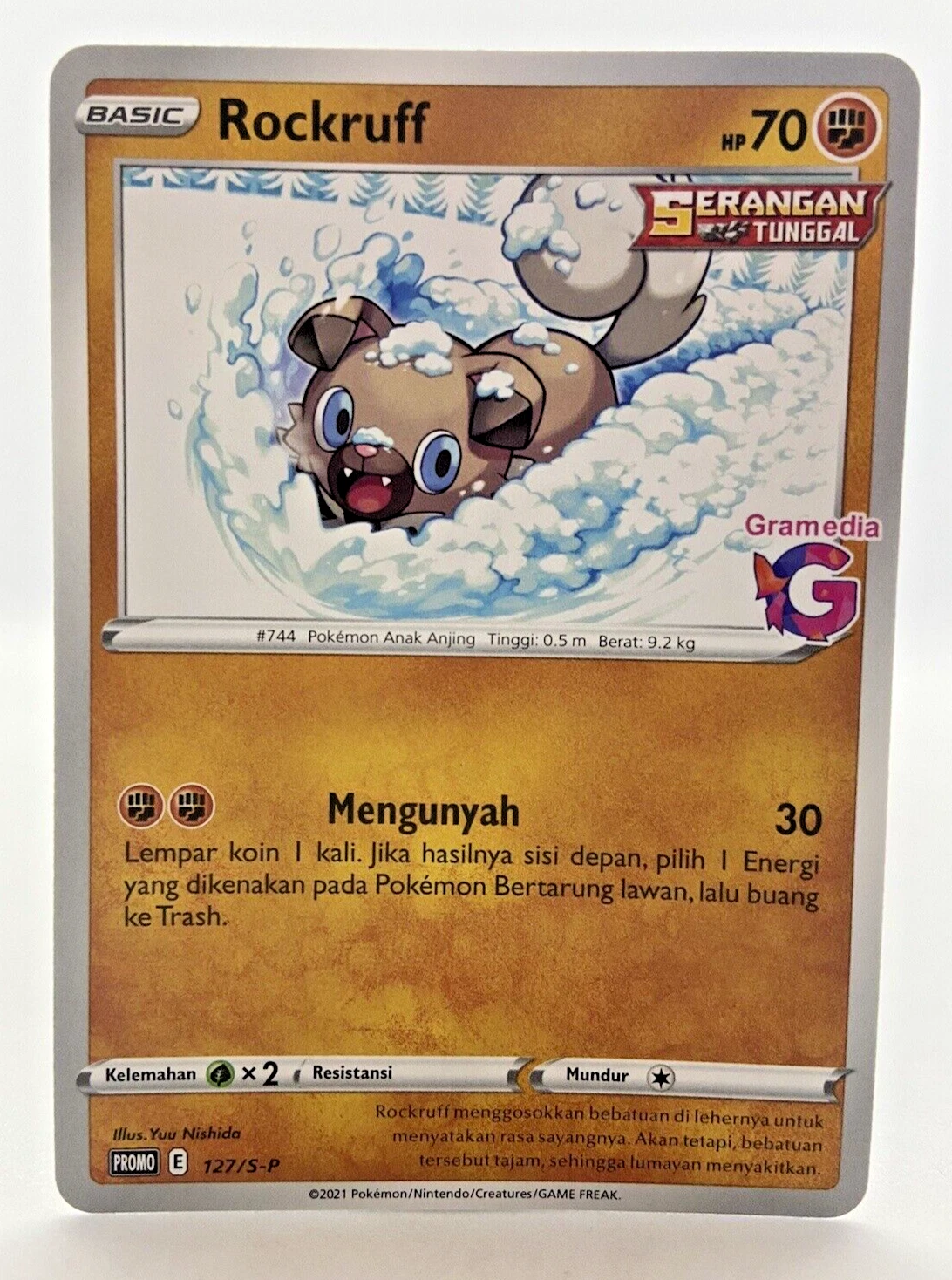 Special Pokemon TCG Indonesia Rockruff Gramedia Stamp Promo 127/S-P NM