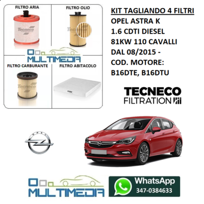 Kit Tagliando Opel Astra H 1.7 CDTI 100 CV Diesel 74 KW 2004 - Foto 7