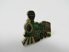 Vintage Green Steam Train Locomotive Enamel Pin Gold Tone Railroad Lapel Badge