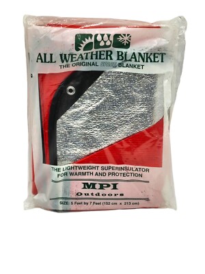 All Weather MPI Outdoor Space Blanket Blue 5'x7' Insulator/Warmth/Protection NEW
