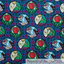 BonEful FABRIC FQ Cotton Quilt BEAUTY THE BEAST Princess Belle Disney Flower S