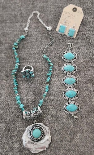 Western Faux Turquoise Fashion Jewelry Lot Misc Items All Brands - Bild 3 von 14