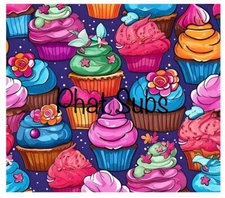 20oz Sublimation Tumbler Wrap Colorful Cupcakes Ready To Press Heat Transfer
