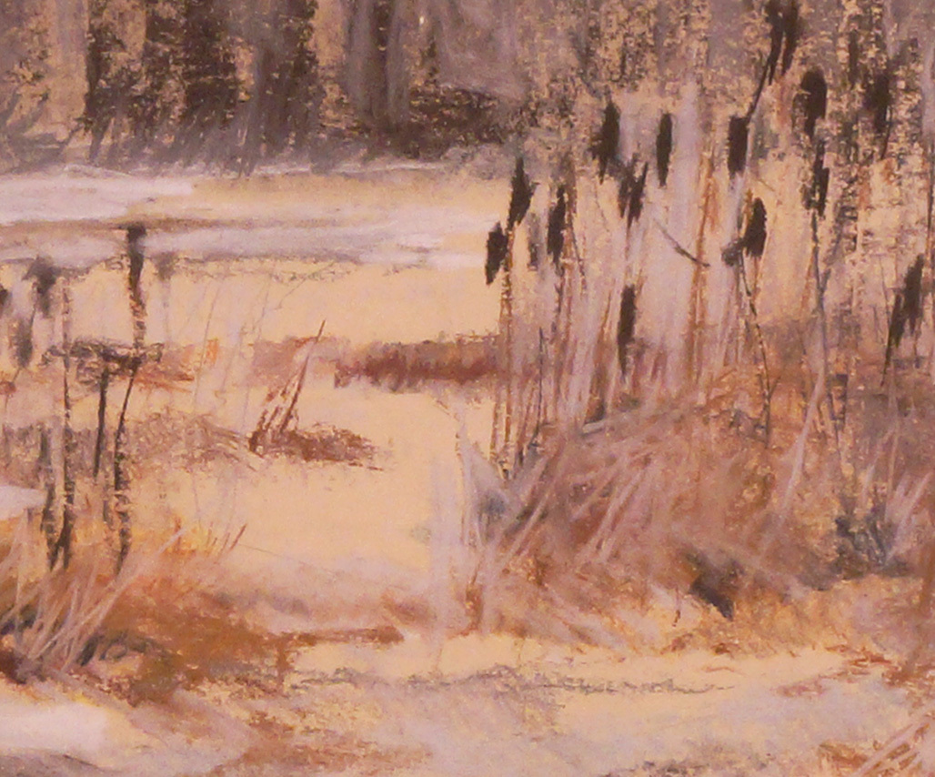 c1980 Pastel Painting Cornelia Ford Connecticut Landscape Cattails