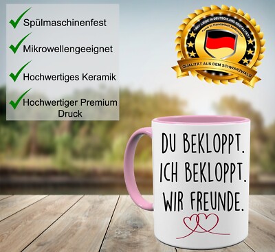 „Du, Ich, Bekloppt, Wir, Freunde“ Tasse – Keramik, Spülmaschinenfest, Personalisierbar