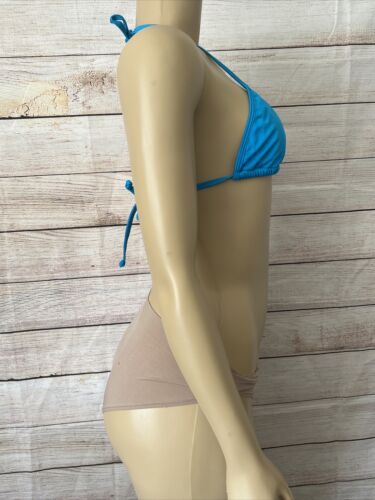 DOLL Swimwear Solid Turquoise Blue Satin Triangle Size S NWT - Picture 4 of 7