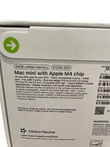 Apple MCYT4LL/a Mac Mini with M4 Chip, 24GB Unified RAM, 512GB SSD - Photo 4/6