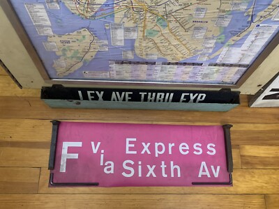NY NYC SUBWAY ROLL SIGN CONEY ISLAND JAY GRAVESEND F TRAIN EXPRESS SIXTH AVENUE