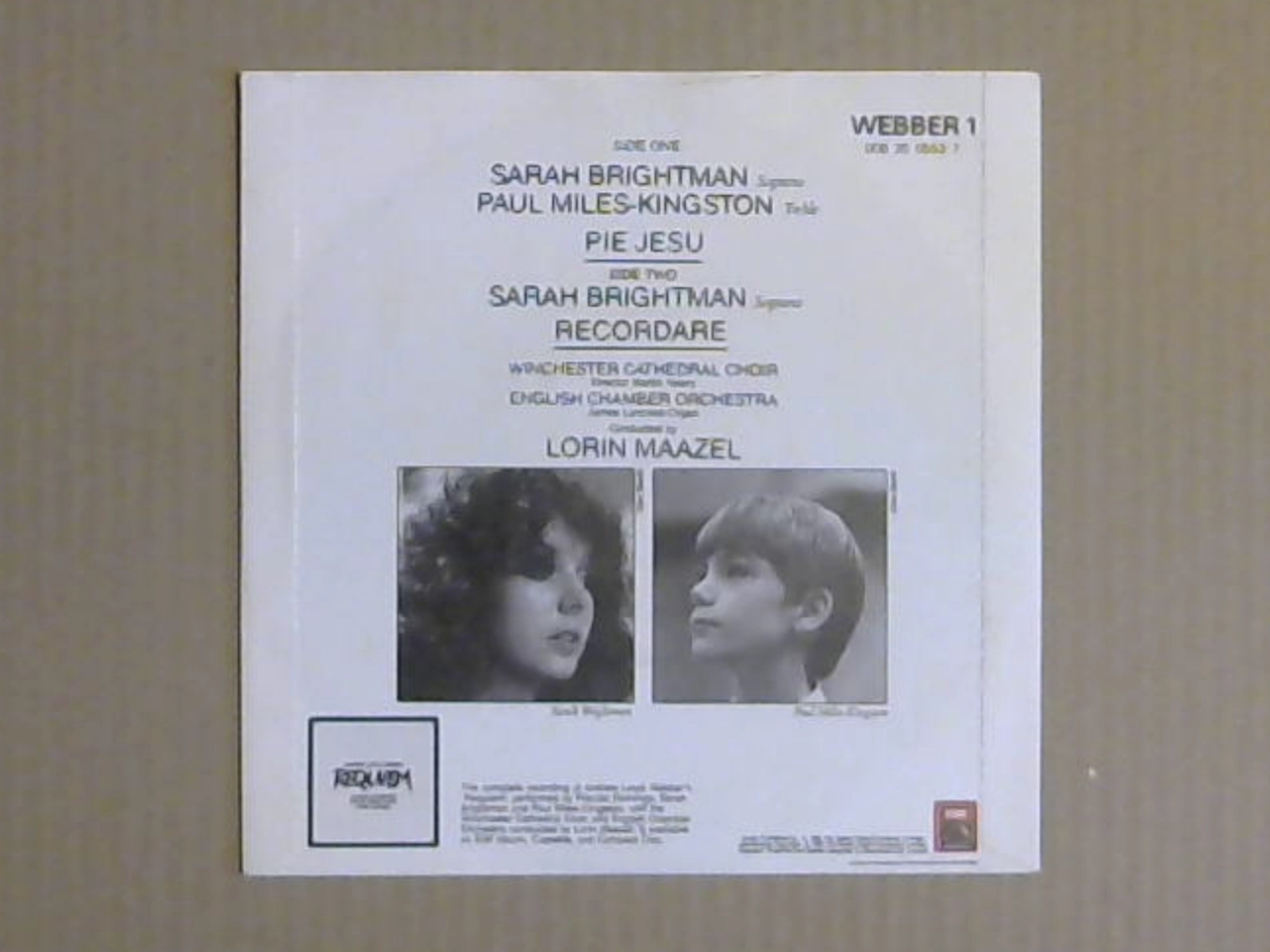 Sarah Brightman & Paul MilesKingston Pie Jesu (7" Vinyl Single) eBay