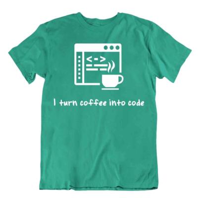 Turn Coffee Into Code T-Shirt Programmer Joke Shirt Computer Language Apparel