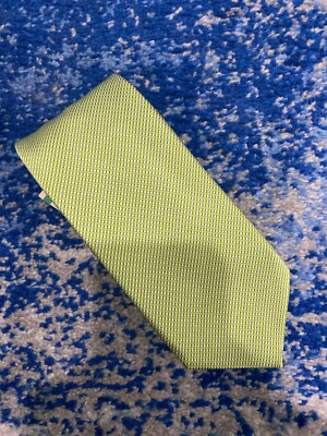 NWT Battistoni Green White Handmade Silk Cotton Woven Necktie Italy