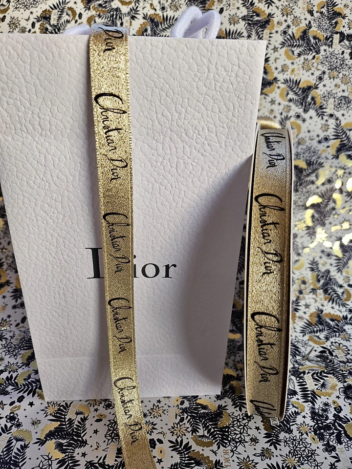 Gold & Black Ribbon DIOR –Ribbon Gold w/ Black Lettering SOLD BY 3 YARDS - Image 3 of 4