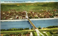 Williamsport Market Street Bridge Birds Eye Pennsylvania Postcard A88