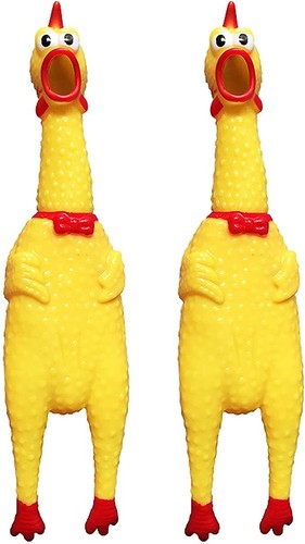 Rubber Screaming Chicken Toy Rubber Squawking Fun Dog Toy,Large 15" & Medium 11" - Picture 3 of 16
