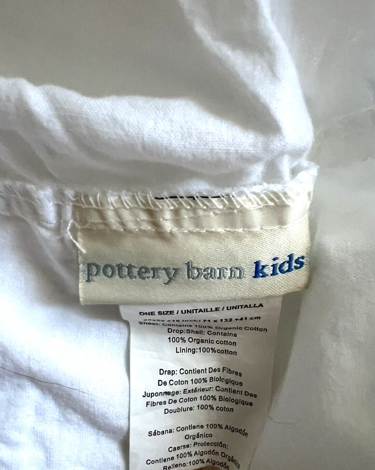 Falda Cuna Pottery Barn Niños Pom-Pom Rosa/Blanco, Usada Foto 3 de 3