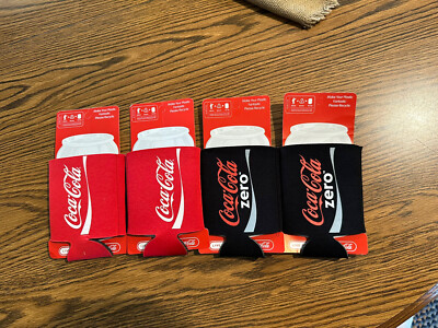 Coca-Cola Classic & Coca-Cola Zero 4-Pack Collapsible Can Insulator, Red/Black