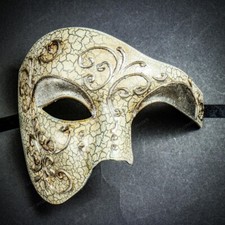 Half Face Phantom Of The Opera Venetian Silver Masquerade Costume Party Mask