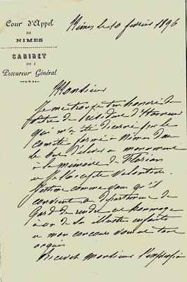 1896 Denkmal In Alès Für Den Fabulisten FLORIAN, Autogramm V.ADVIELLE Historiker