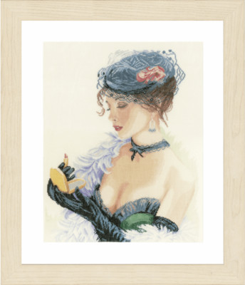 Lanarte gezähltes Kreuzstich-Set: Dame mit Lippenstift (Leinen)
