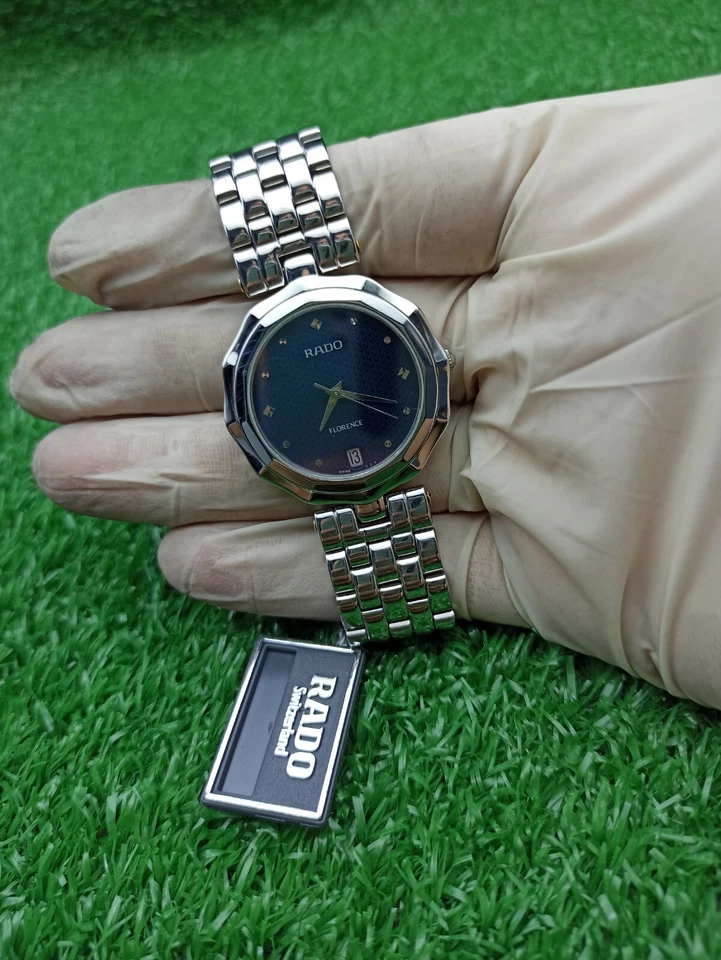 ПОЛНЫЙ КОМПЛЕКТ ВИНТАЖНЫЙ RADO FLORENCE СИНИЙ ЧАСЫ ШВЕЙЦАРСКИЙ СДЕЛАНО 80-х мужчин и редкая и классическая - Изображение 2 из 4