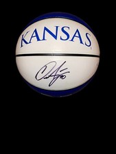 OCHAI AGBAJI SIGNED KANSAS JAYHAWKS LOGO BASKETBALL KU NATIONAL CHAMPS MOP JSA 2