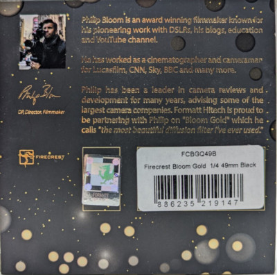 New Formatt Hitech Firecrest Bloom Gold Filter (49mm, 1/4 Density, Black Frame)