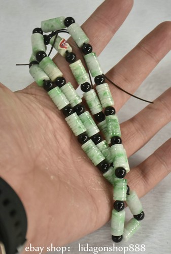 10" Chinese Natural Emerald Jadeite Jade Carving Flower Jewelry Bracelet Chain - 第 7/13 張圖片