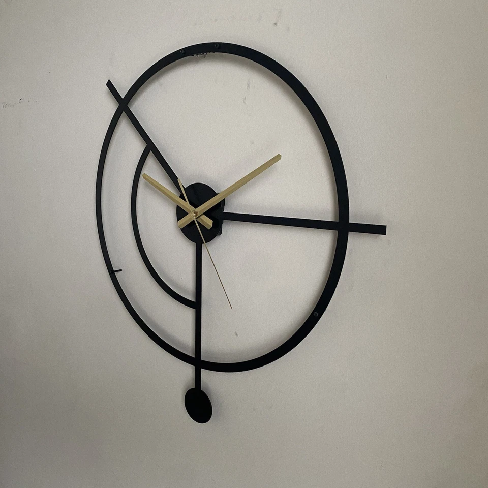 Minimalistic Chime Metal Wall Clock | Black | 50cm - Image 2 of 2