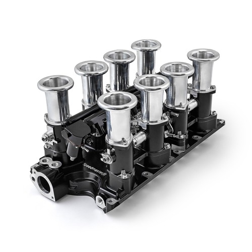 Ford 351W Windsor Downdraft 8 Stack EFI Intake Manifold System Complete Black - Foto 1 di 10