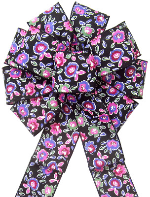 Wired Vintage Flowers in Bloom Bows -  Spring Bows for Wreaths, Lanterns, Signs