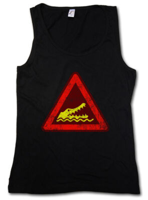CROCODILE WARNING SIGN I DAMEN TANK TOP Lake Diver Swamp Sumpf Symbol Logo