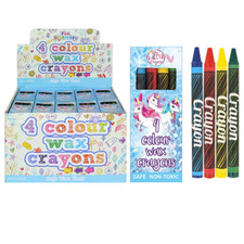UNICORN 4 Pack Wax Crayons Kids Birthday Party Bag Fillers Favors Toy Gift UK